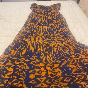 Anthropologie Tube Top Maxi Ruffle Dress w/ Side Cutouts